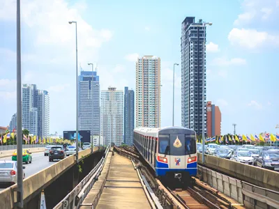 Bangkok, Thailand - The Saphan Taksin BTS Station to Wat Arun Ratchawararam Ratchawaramahawihan, or simply Wat Arun, the Temple of Dawn